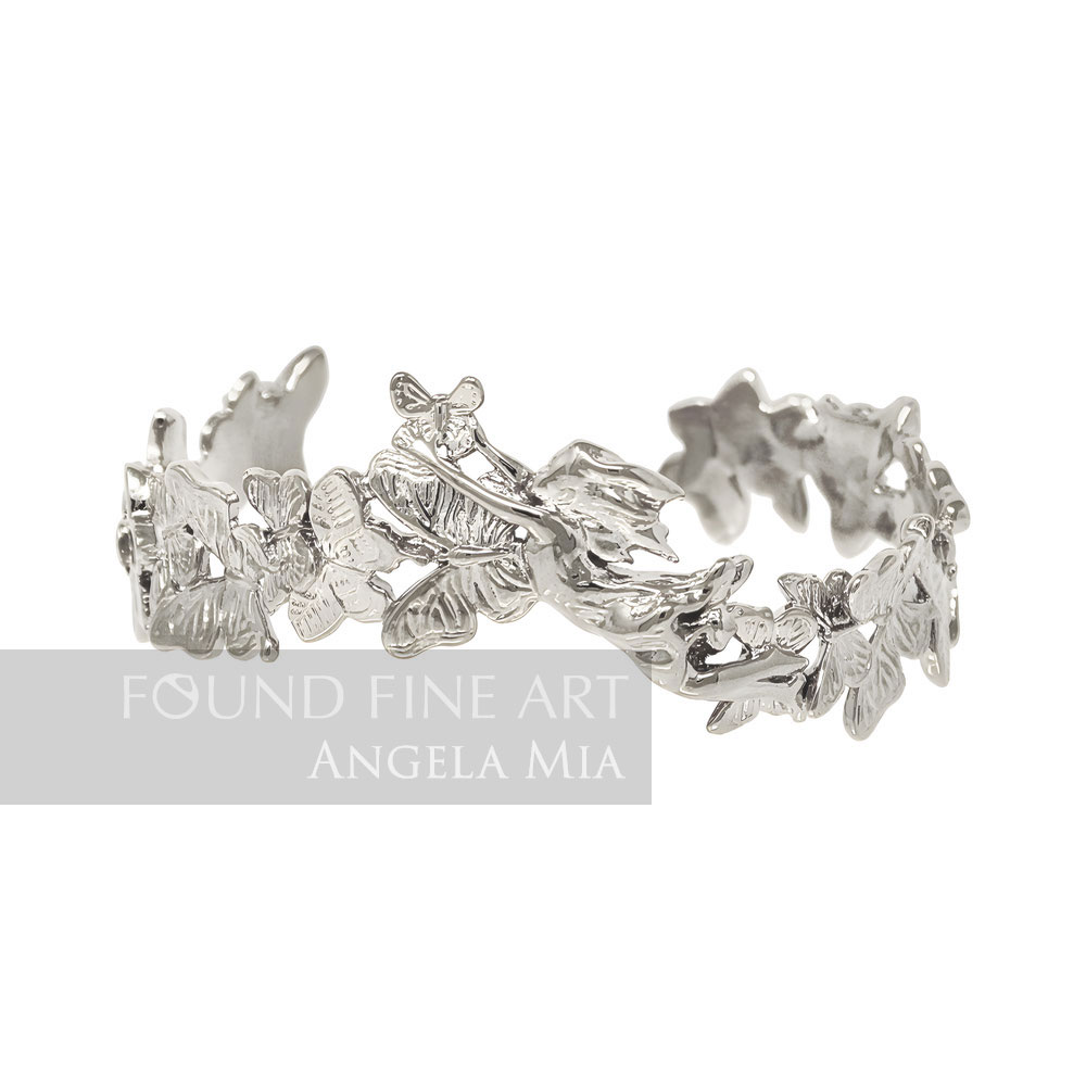 "Lift Her With Butterflies" Bracelet-White Rhodium