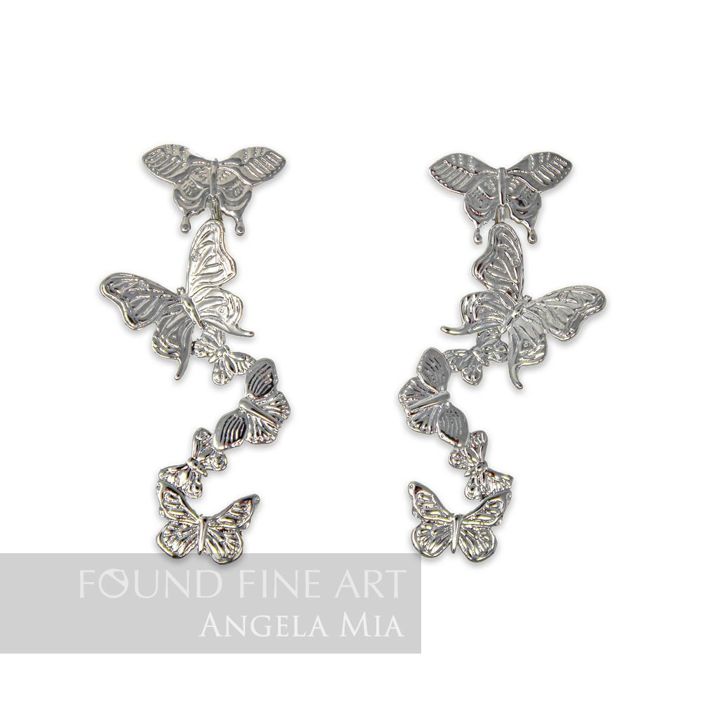 Butterfly Wind Earrings - White Rhodium