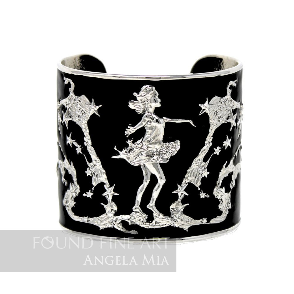 "She Moves the Stars" - Cuff - Silver & Black