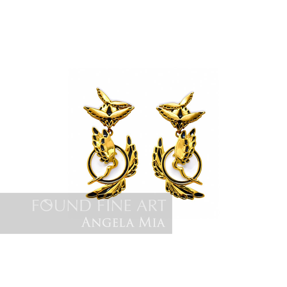 "Soaring" Earrings - Gold & Black Small