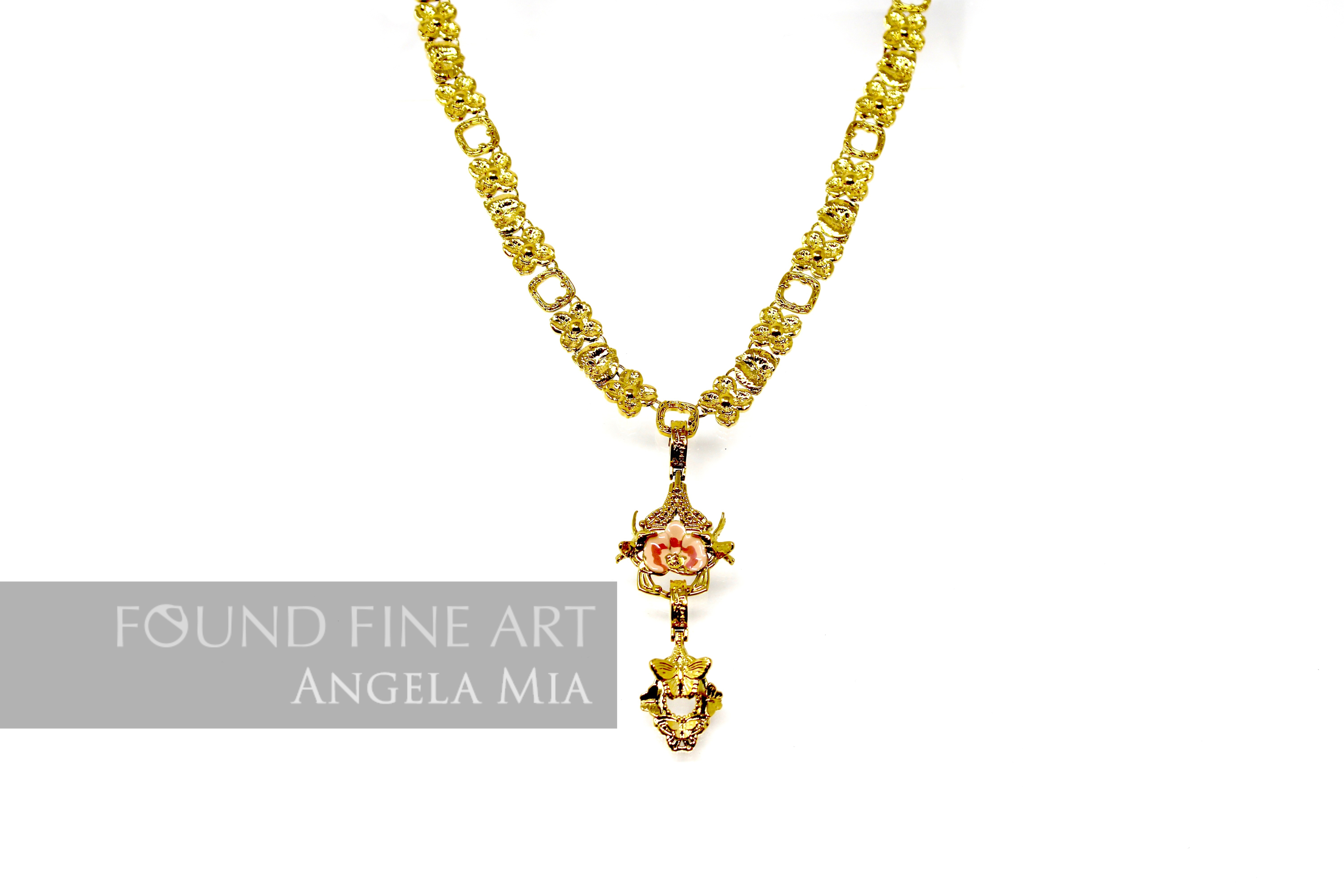 "Cherished Orchid Necklace" Gold