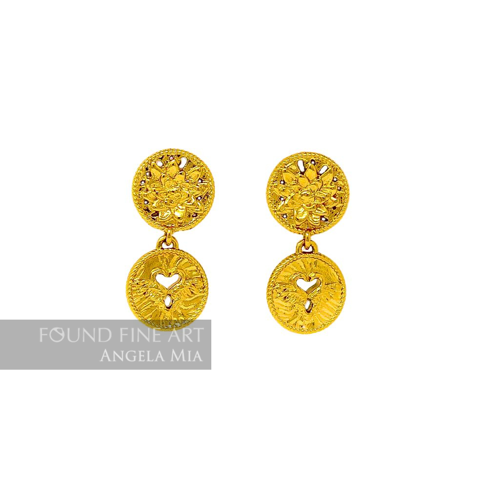 "Tea and Lilies" Small Earrings-Gold
