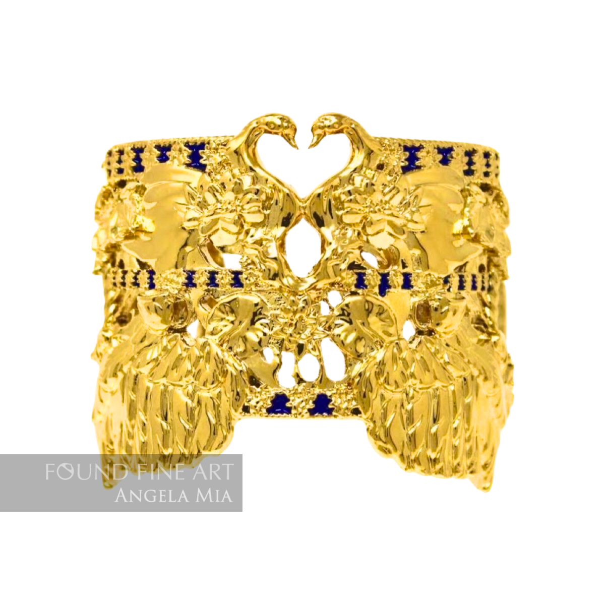 "Tea and Lilies" Cuff- Royal Blue & Gold