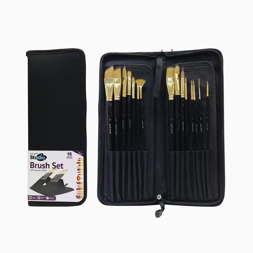 Studio Brush Set in Easel Wallet 15pce