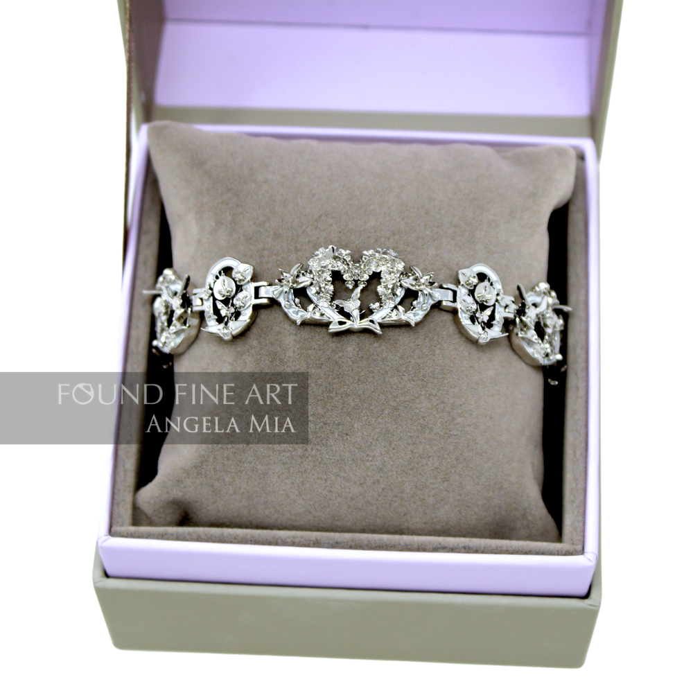 "Cherished Orchid Bracelet" White Rhodium