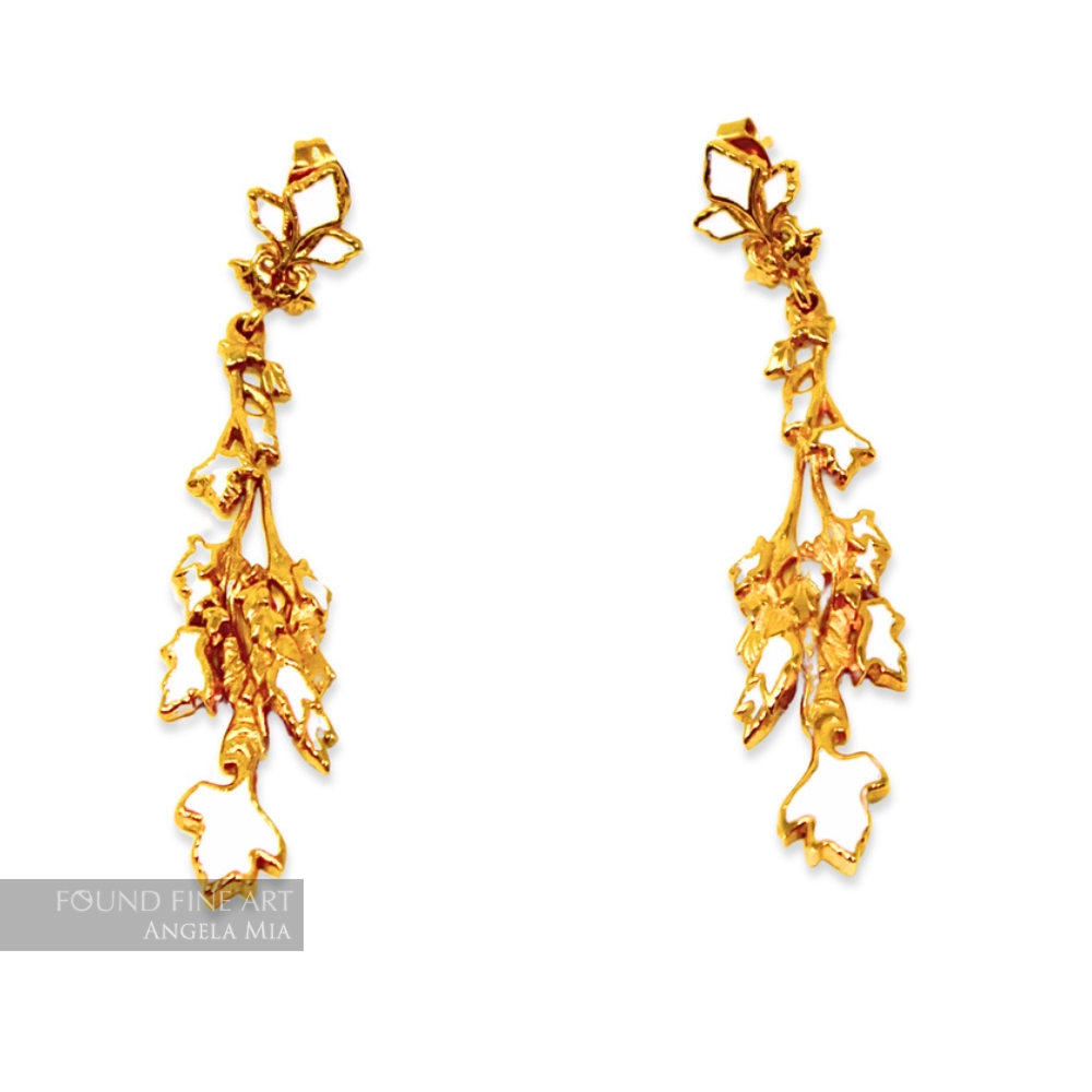"Parsley" Earrings- Gold & Bright White