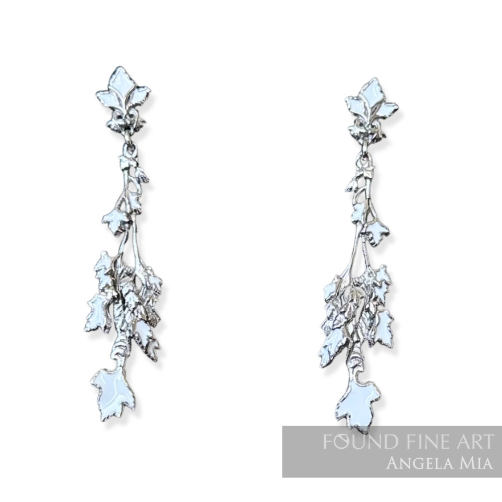 "Parsley" Earrings- White Rhodium & Bright White
