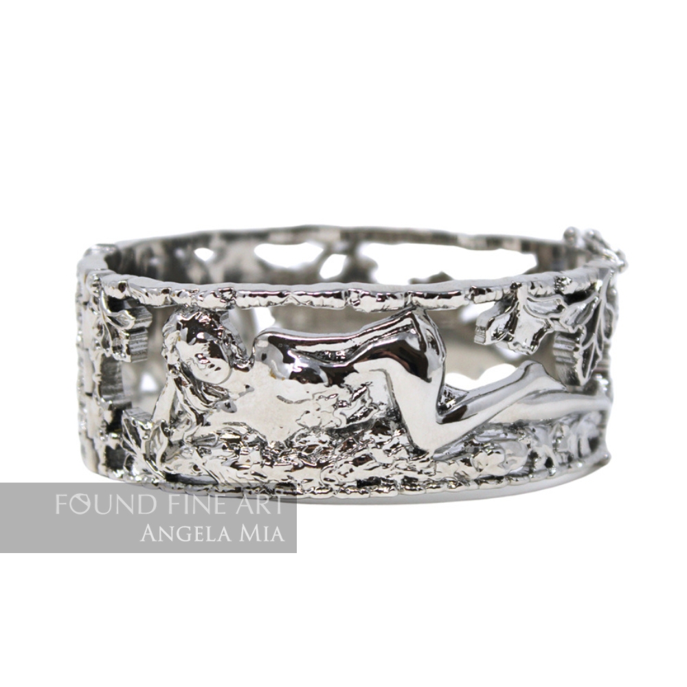 “Parsley” Bangle - White Rhodium