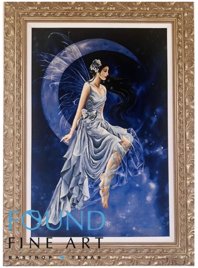 "Framed Girl + Moon Tabriz Rug"