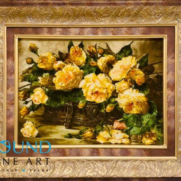 "Framed Tabriz Flower Rug"