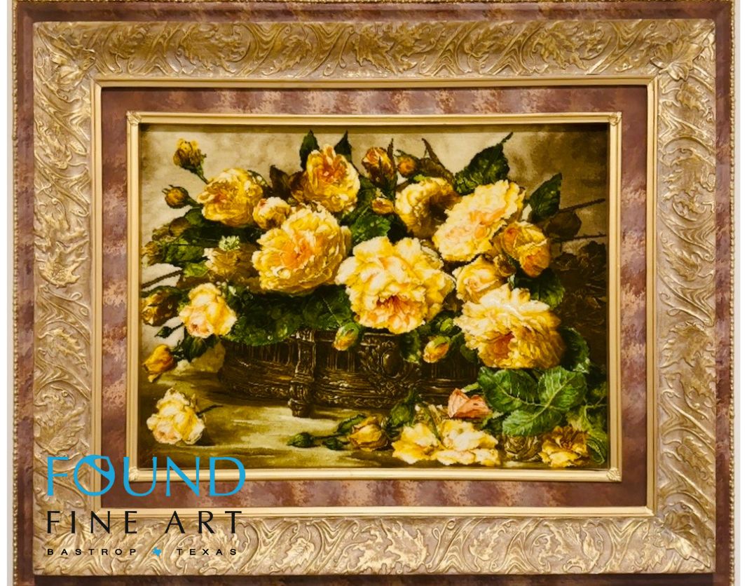 "Framed Tabriz Flower Rug"