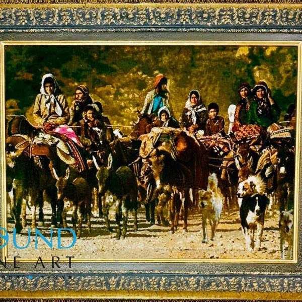 "Framed Tabriz Ashayer Riders Rug"
