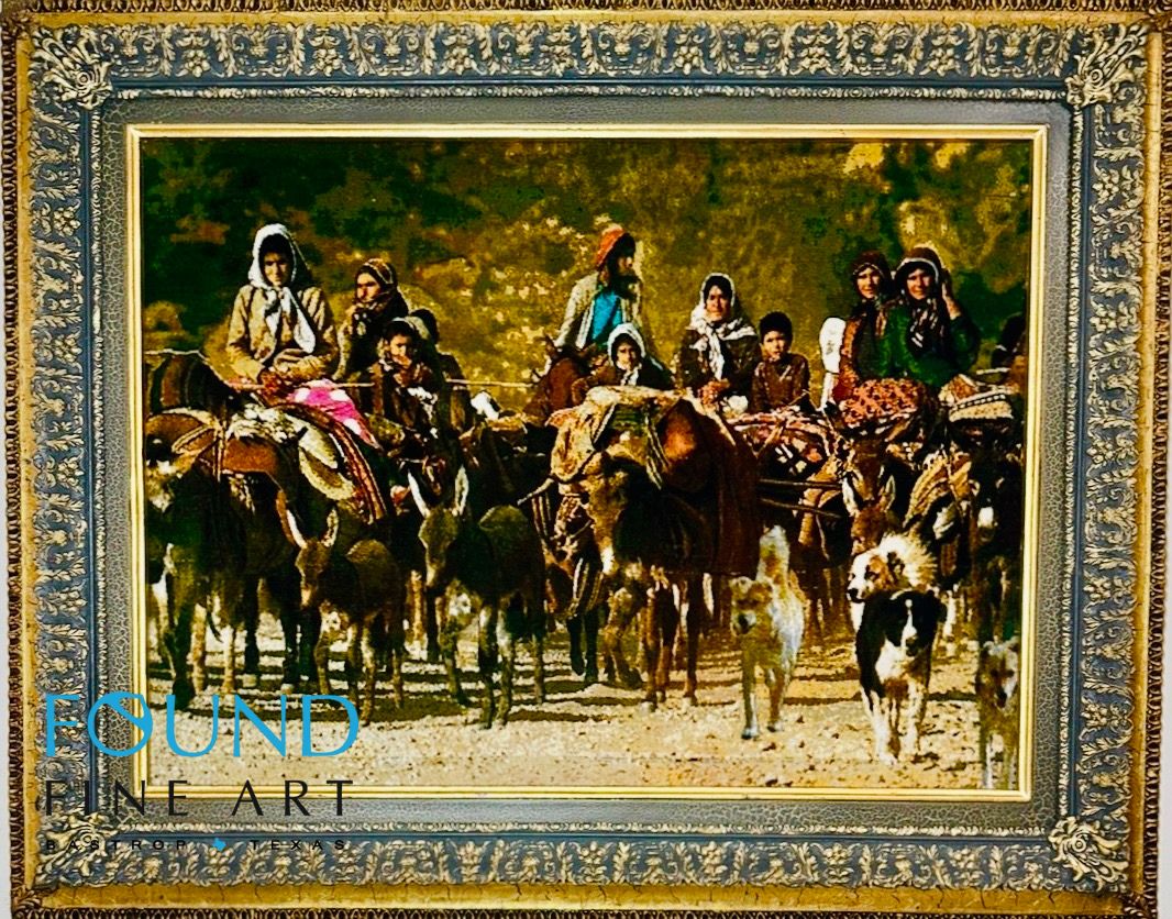 "Framed Tabriz Ashayer Riders Rug"
