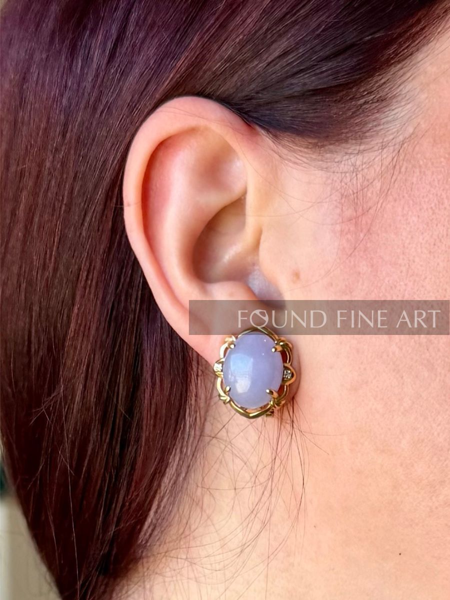 J11- Lavender Jade and Gold Earrings