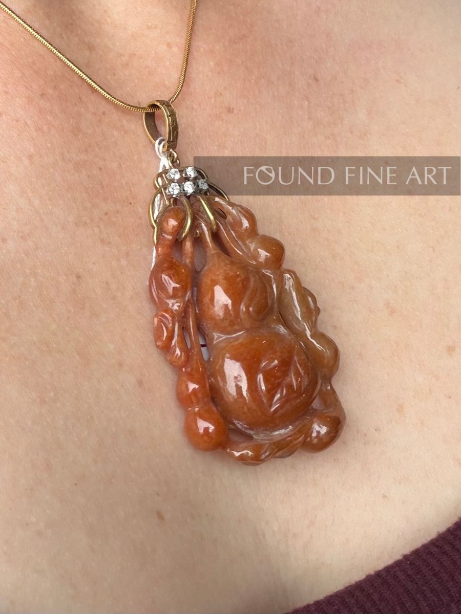 J14- Amber Jade with Diamond Pendant