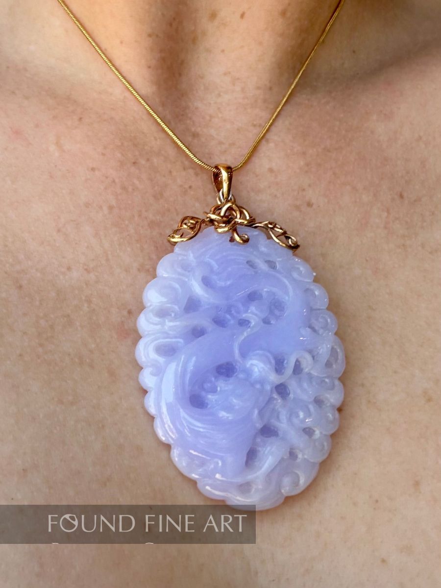 J4-Lavender Jade Dragon Pendant