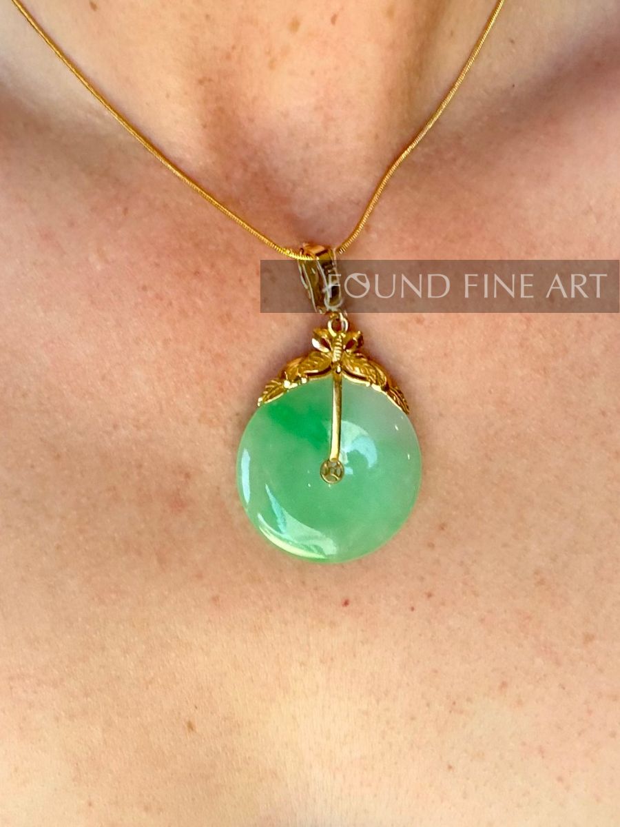 J5- Green Jade and Gold Pendant