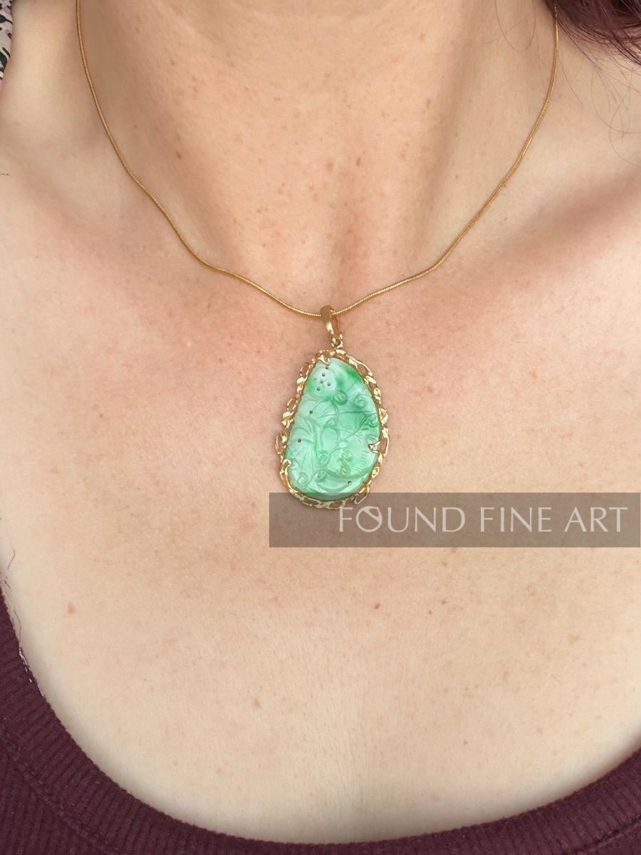 J8- Green and Gold Jade Pendant