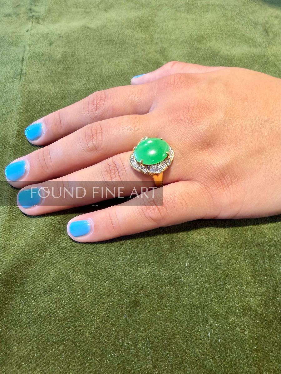 J25- Burma Jade Diamond and Gold Ring