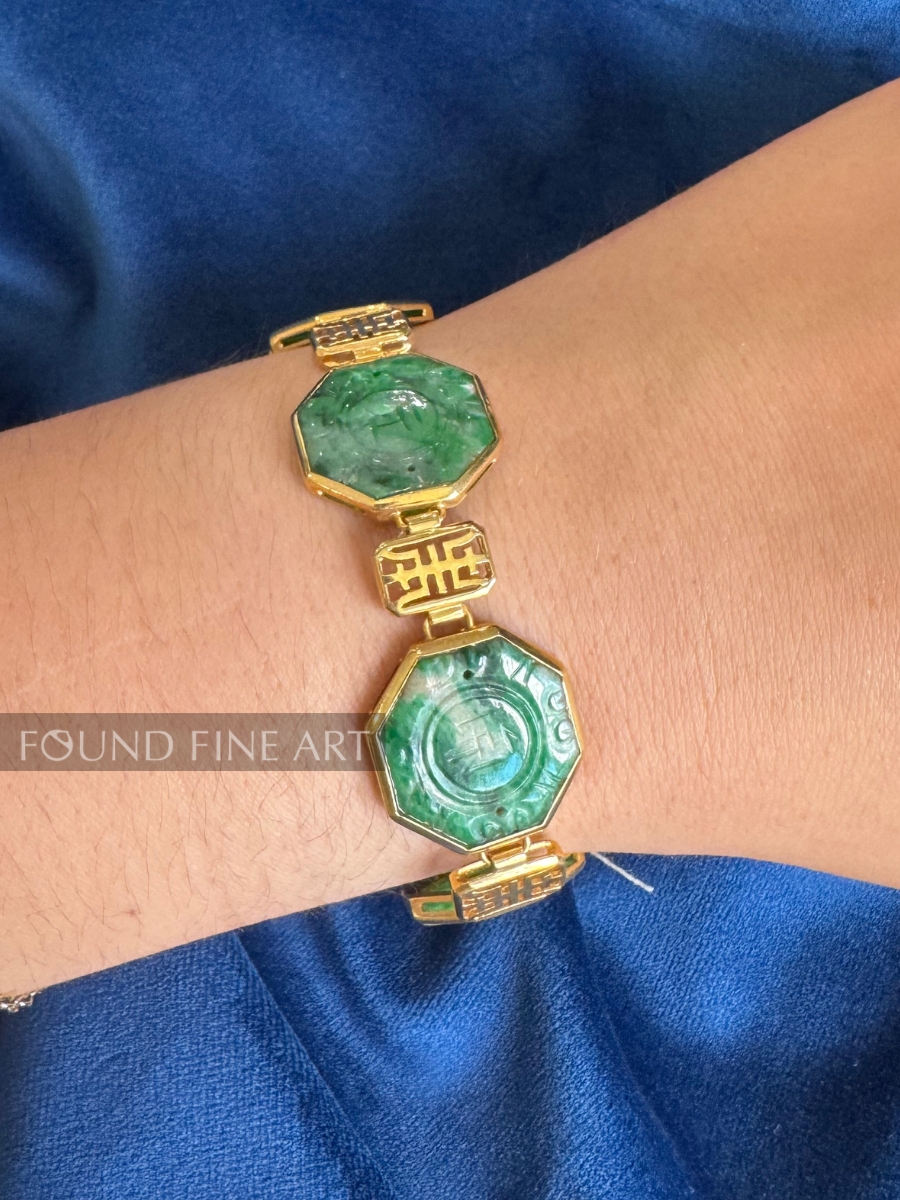 J2-6: Jade and Gold Vintage Bracelet