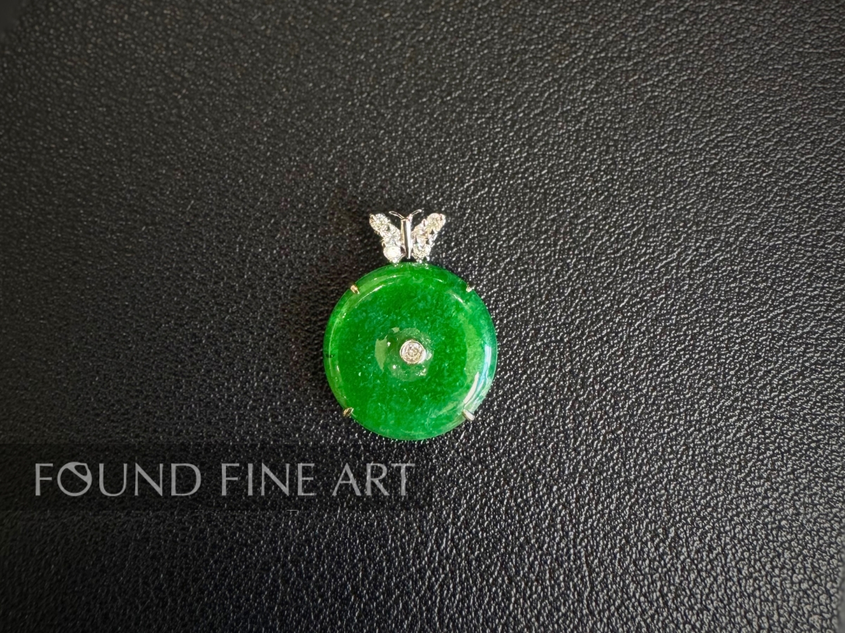 J2-3: Jade and Diamond Butterfly Pendant