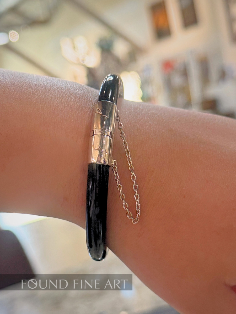 J2-18: Black Chinese Onyx Bracelet (silver)