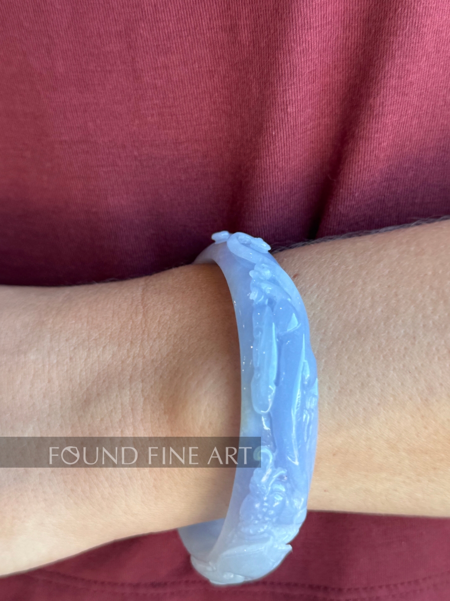 J2-12: Blue Jade engraved Bangle
