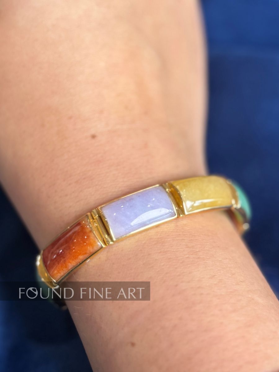 J3-5 Multi Color Jade Link Bracelet