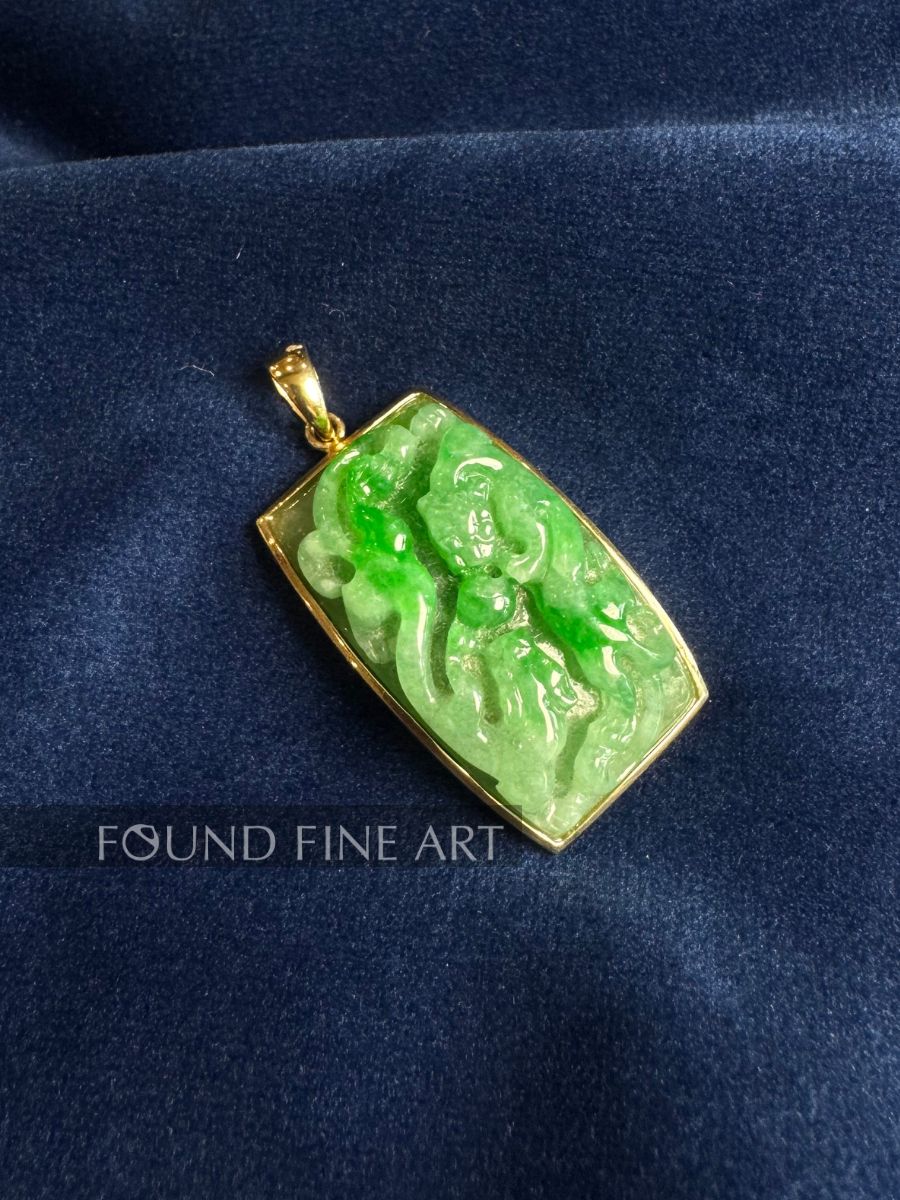 J3-9 Rectangular Carved Jade Pendant