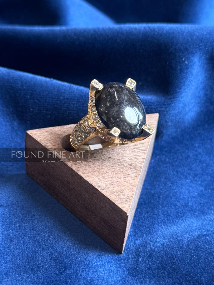 J3-9 Dark Jade with Aquamarine Ring