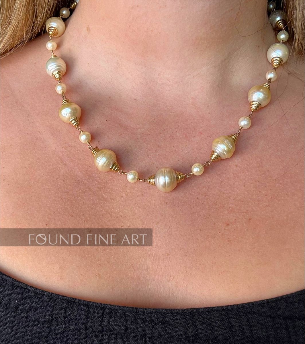 P2-15 14k Gold and White Baroque Pearls