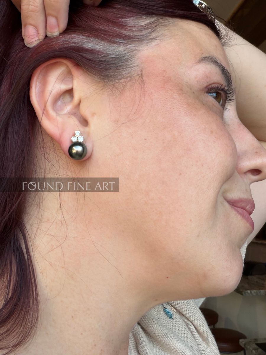 P2-3 Black Tahitian and Diamond Studs