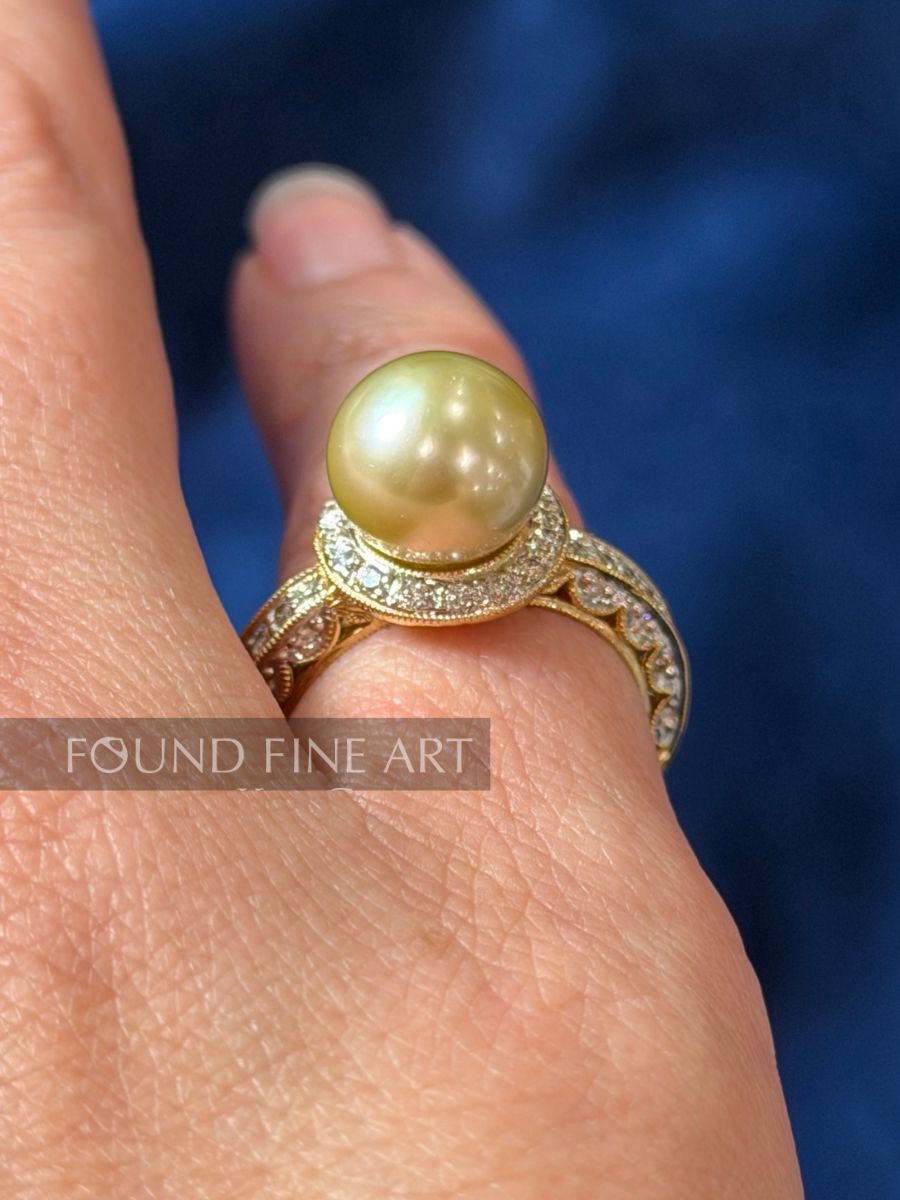 P2-6 Pistachio Pearl and Diamond Ring
